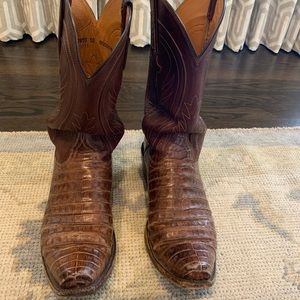 Mens Lucchese brown handmade Caiman boots